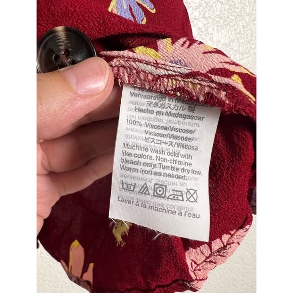 Madewell Red Birds of Paradise Floral Print Button Up Short Sleeve Top Size S - Picture 7 of 9